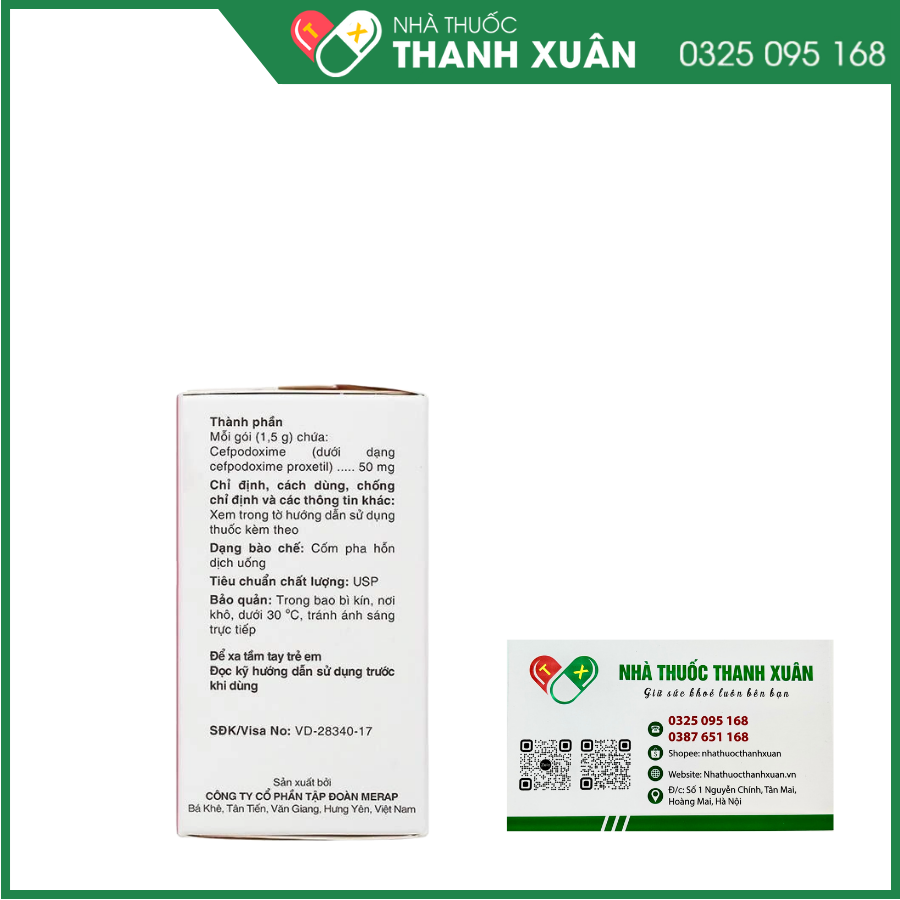 Cốm pha hỗn dịch Cebest 50mg trị một số bệnh nhiễm khuẩn hô hấp, tiết niệu